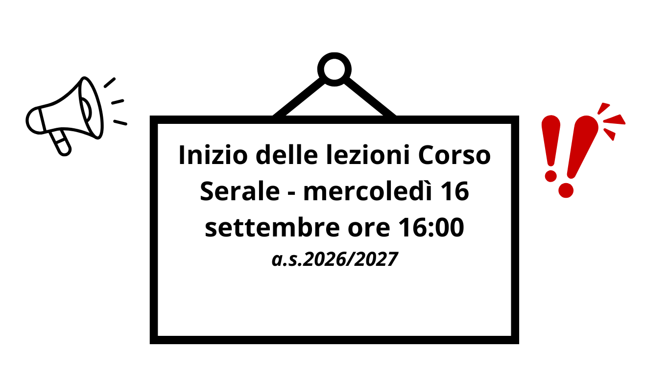 Avvio delle lezioni – Corso serale a.s. 2026/2027